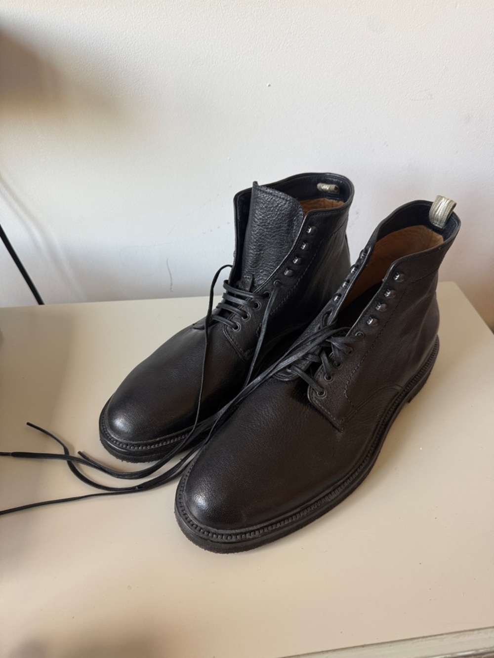 Officine Creative Black Leather Lace-Up Ankle Boots